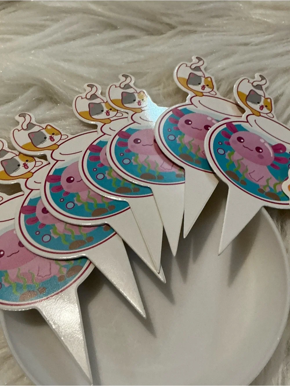 Cute Axolotl cupcake toppers for birthday party